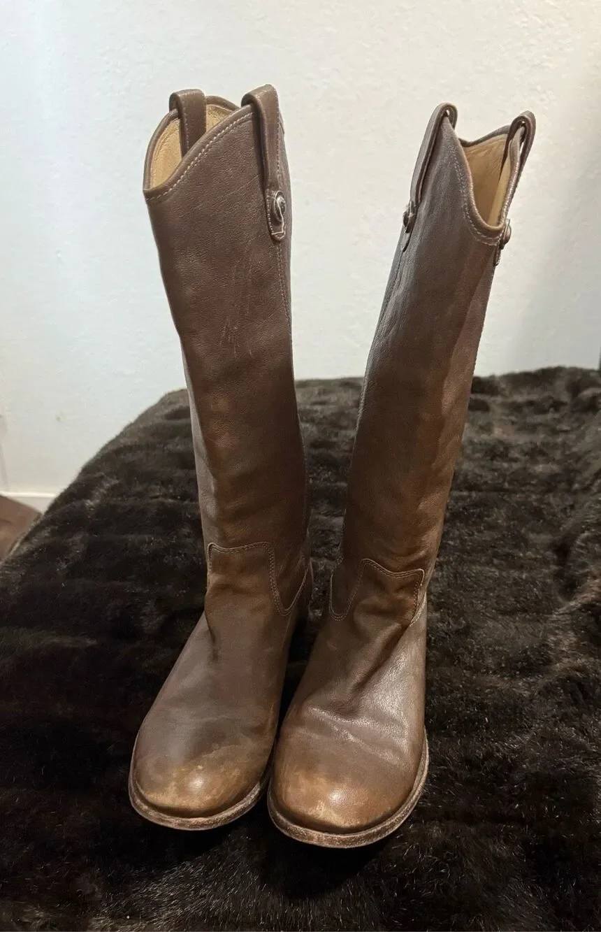 FRYE MELISSA BUTTON  BOOTS 10 B leather tall equestrian western horse